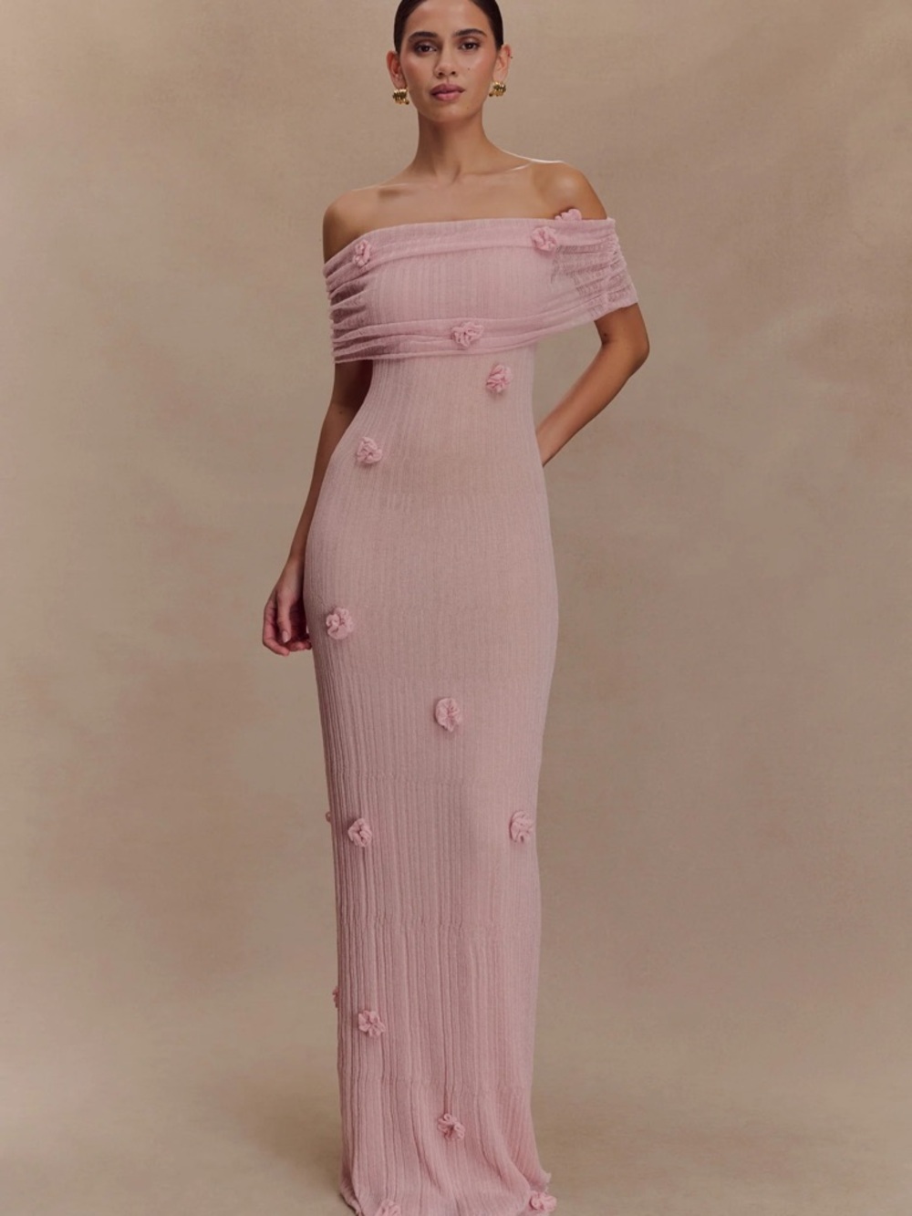 Meshki Brynn Orchid Knit Maxi Dress - Pastel Pink